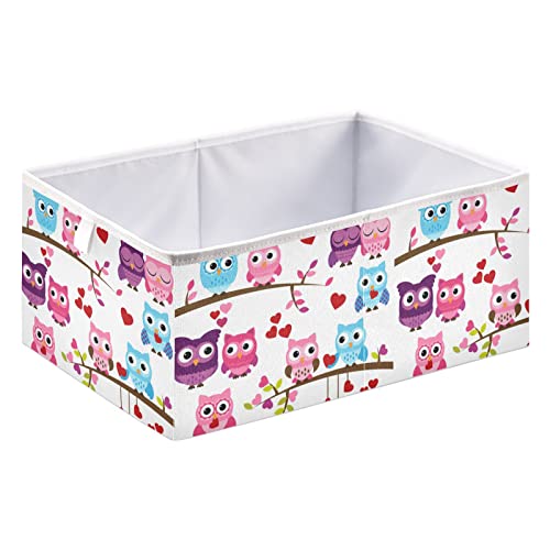 Owls Family Heart Cube Storage Bin Bin Bins de armazenamento colapsável Cesta de brinquedos à prova d'água