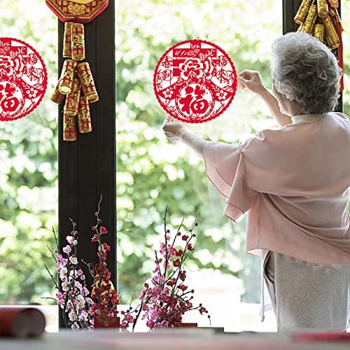 Decorações do Ano Novo Chinês 2023 Cuas de Festival da Primavera FU Decorações de Janelas, decoração de ano novo lunar de coelho chinês com Chunlian Duilian