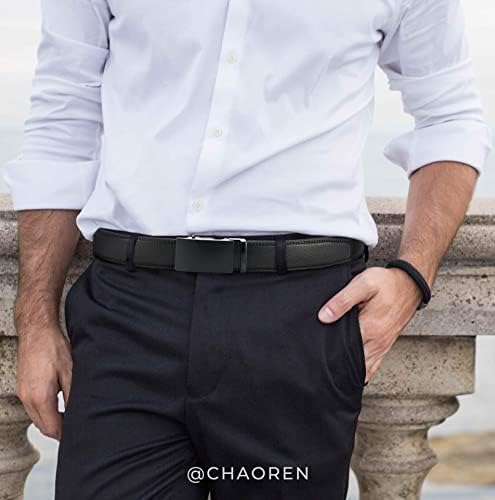 Cinturão de catraca Chaoren para homens - homens cintos de couro 1 3/8 para calças de vestido - cinto micro ajustável em todos os lugares