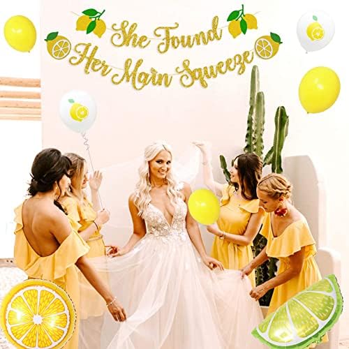 Decorações de chuveiro de noiva de limão, festa de homond, ela encontrou seu principal squeeze banner