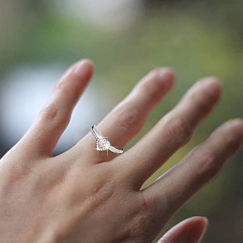Abertura de diamante ajustável em forma de jóia rosa em forma de coração anéis de anel de tamanhos 15