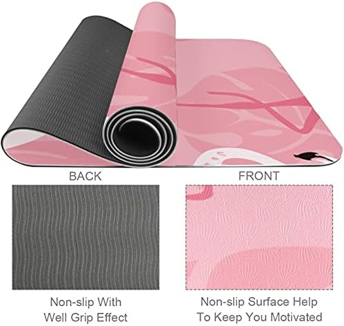 Mat de ioga extra grosso de 6 mm, padrão flamingo de estampa rosa impressão rosa TPE TPE Mats Pilates Mat com ioga, treino, fitness e exercícios de piso, homens e mulheres
