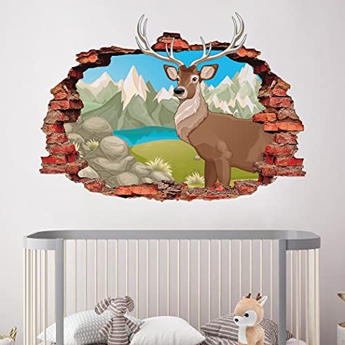 Decalque de parede de veado fofo - Arte da parede de animais Impala - decoração de casa impressa em 3D