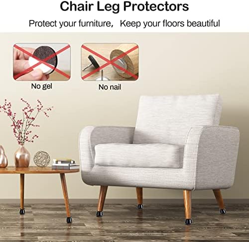 32 PCS Protetores das pernas da cadeira para pisos de madeira, preto de silicone de cadeira de