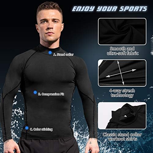 Camisas de compressão de manga longa masculinas Proteção de sol seco esportes de base de base de base de