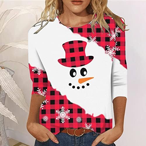 Camisas de Natal para mulheres T-shirt gráfico de árvore de Natal Plus Size Size Loue Fit Sleeve Tunic