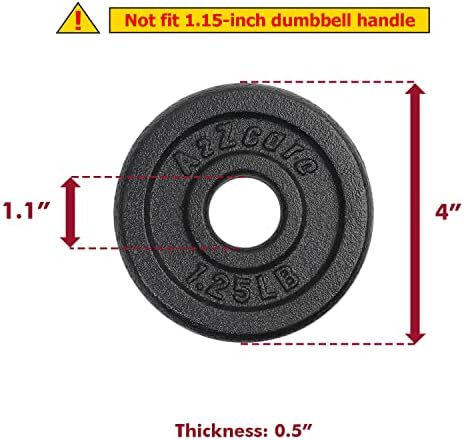 A2zcare padrão de placa de peso de ferro fundido conjunto de 1 polegada Hole para halteres ajustáveis,