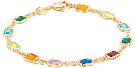 Barzel 18K Gold Bathed Multicolor Crystal Bracelet - Feito no Brasil