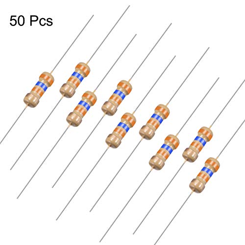 UXCELL 50pcs 36k ohm resistor, 1/4w 5% de resistores de filmes de carbono, 4 bandas para projetos eletrônicos e experimentos de bricolage
