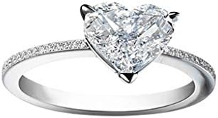 Anel de casamento de Balakie, metal em forma de coração feminino Full Diamond Microinlaid Zircon Ring Engagement Band Jewelry, 10