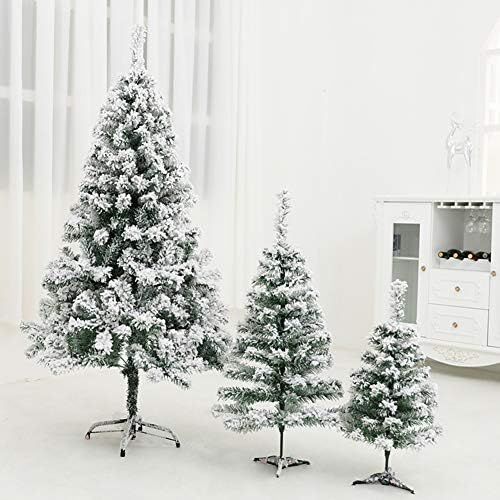 ZPEE 6,8 pés de decoração de neve de neve de neve, árvore de Natal de PVC, artificial com metal stand fácil de montar árvore nua pinheiro retardador de incêndio Tree-f 2.1m