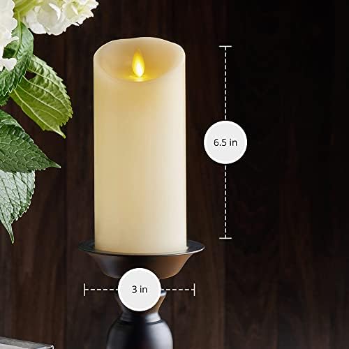 Luminara Moving Flame Pillar LED sem chama vela, borda recortada, cera real, sem perfume - marfim