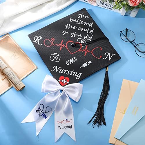 2 PCs Nurse Graduation Gifts Graduation Cap with Tassel e Jumbo Bow com clipe de classe de 2023 graduados