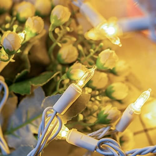 Luzes de Natal Led White Led White LED com arame branco, 66 pés 200 contagem UL Certificada de grau comercial LED Holiday String Light Conjunto