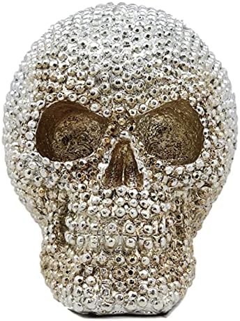 Presente de Ebros Realista cromo prateado berd scull skull estatueta 6,25 longa decorativa colecionável