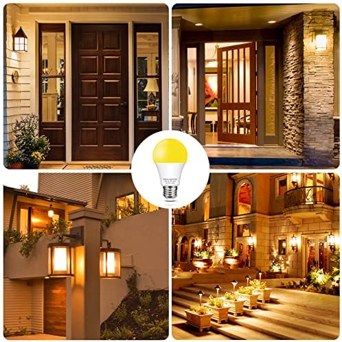 Lâmpadas de inseto LED evastary, lâmpadas amarelas equivalentes de 60 watts, lâmpadas LED amarelas âmbar de 9w, base média e26, luzes não minúmidas, luzes de varanda externa, 2pack
