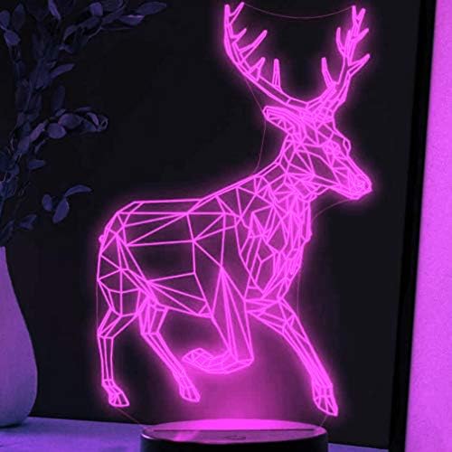 Molly Hieson 3D Deer Night Light LED Touch Touch Decor Trad mesa Lâmpadas de ilusão de óptica 7 Luzes