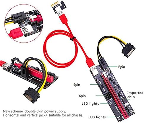 Conectores ver009 USB 3.0 PCI -E RISER VER 009S Express 1x 4x 8x 16x Extender Riser Card Sata 15pin a 6 pinos Cabo de alimentação -