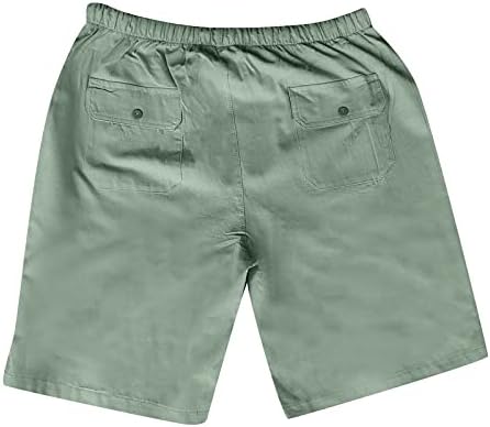 Shorts de linho de algodão masculinos de wenkomg1, shorts de praia leves e leves de bermuda de pijama casual de verão, troncos de PJ confortáveis