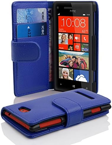 Caso Cadorabo Book Compatível com HTC 8s em azul marinho - com função de suporte e slot de cartão feito de