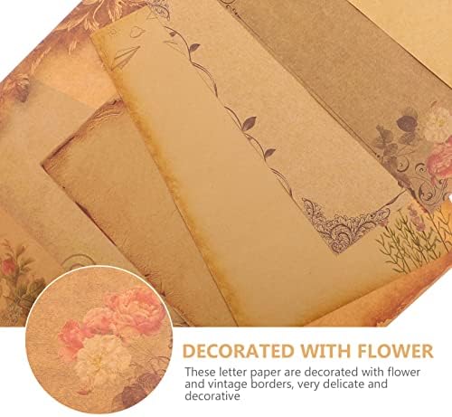 Operitacx 8pcs Vintage Redação papel de flores de papel de flores envelhecido papel de papel de papelaria de papel de redação de letras