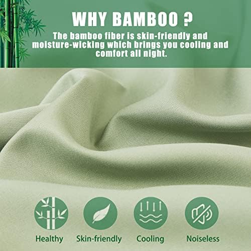 Cascas de bambu Tamanho do corpo, fronhas de resfriamento verde com fechamento com zíper, travesseiro frio e respirável para dormentes e suores noturnos, 20 x 54