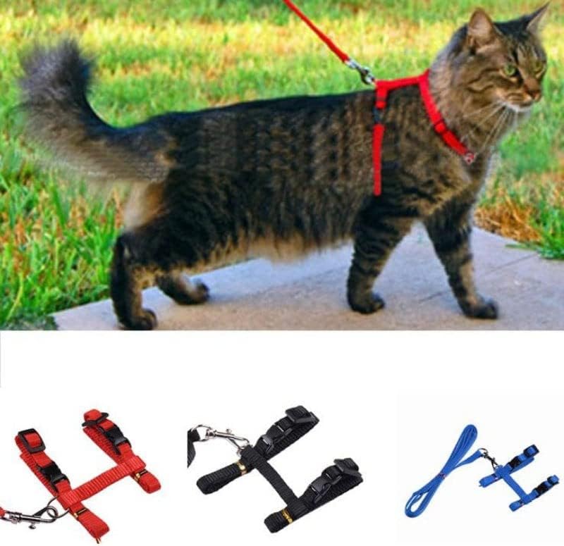 Coleira de gato de estimação, corda de caminhada de gato, colete em forma de I, tira no peito, anti-breakaway, cadeia de gatos fofa