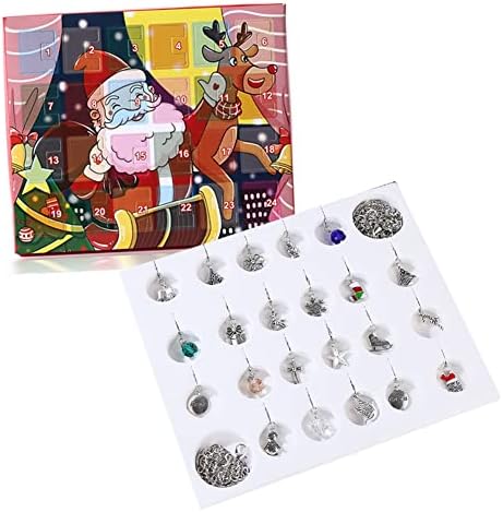 Calendário de advento em U-Buyhouse 2021, colar de pulseira DIY Conjunto com 24 Charms Fashion Jewelry Countdown Christmas Theme Gifts for Kids
