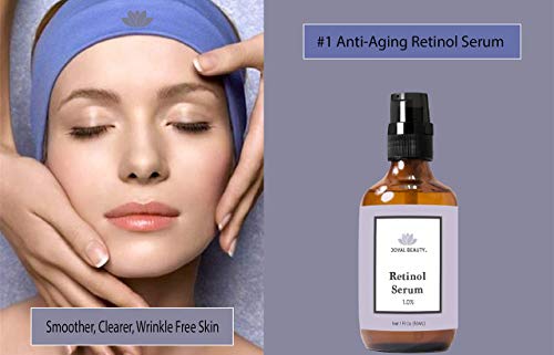 Joyal Beauty Organic Retinol Serum para os olhos da pele do rosto pescoço. Melhor para linhas finas de linhas finas antienvelhecimento Anti Wrinkle Acne Pores Tones de pele. Serum noturno de retinol premium avançado. 1,0%. 1 oz.