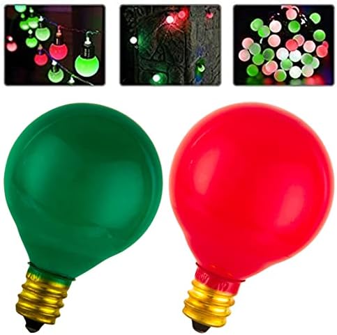 25 pacote g40 lâmpada vermelha lâmpada verde lâmpada de cerâmica incandescente de 5 watts e12 lâmpadas de base g40 bulbos de lâmpadas de lâmpadas para luzes de corda lâmpada colorida bulbo baseado em lâmpada vermelha baseada em lâmpada verde lâmpada