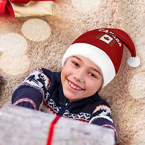Chapéu de Natal de bandeira canadense de bandeira do vintage travesso e lindos chapéus de Papai Noel com borda de pelúcia e decoração de natal de conforto