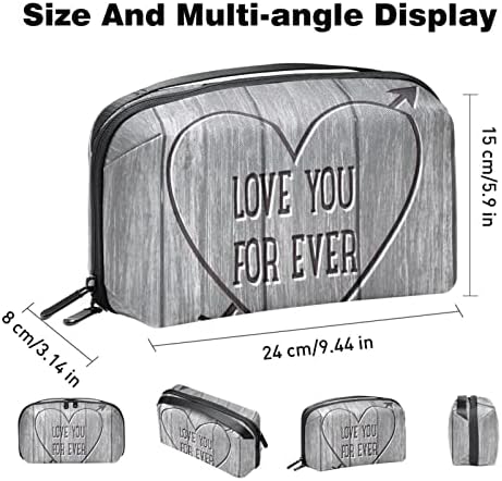 Love Heart Heart Wood Board Organizador de eletrônicos cinza, Saco de armazenamento de cabo de cabo
