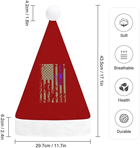 Lacrosse Bandeira de Natal Chapéu de Natal Naughty e Nice Papai Noel com borda de pelúcia e Decoração