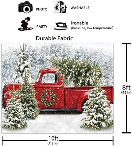 Funnytree 118 x 95 Caso -pano de fundo de caminhão vermelho de Natal Inverno Florestas nevadas Tree de fundo Xmas Let It Snow Sonar