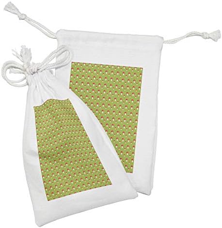 Conjunto de bolsas de tecido de cogumelo de Ambesonne de 2, padrão de botânica da floresta infantil com saques,