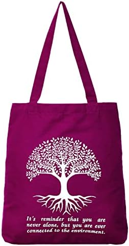 Sacola de lona de algodão com impressão da Árvore da Vida - bolsa de ombro de estilo étnico para fazer compras, viagens, praia com bolso interno