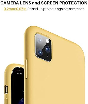Caixa de silicone líquido para iPhone 11 Pro Max, borracha de gel macia Proteção de corpo inteiro Anti-arranhão Caso de capa à prova de choque de casca dura Caixa de proteção para Apple 11 Pro Max （Amarelo)