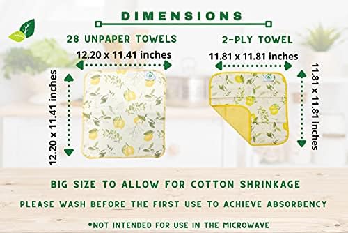 Toalhas de papel reutilizáveis ​​Rolo lavável 29 pacote 12x11in, toalhas de papel lavável pano, toalhas de