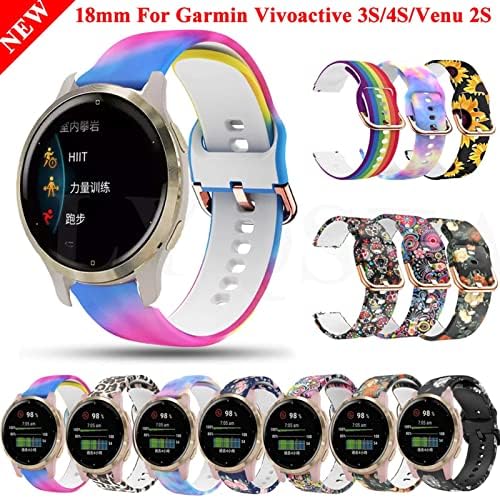 Daikmz 18mm Smart Watch Band para Garmin Venu 2s/Vivoactive 3s 4s Silicone Pulsemband Substituição