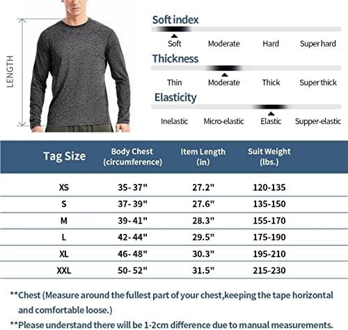Merfação de umidade camisetas atléticas para homens de manga longa Execução de ginástica de ginástica