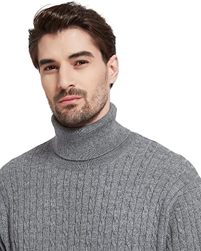 Camiscedes de tartaruga masculina Kallspin Men suéteres de caxemira de lã misturada de cabo leve malha