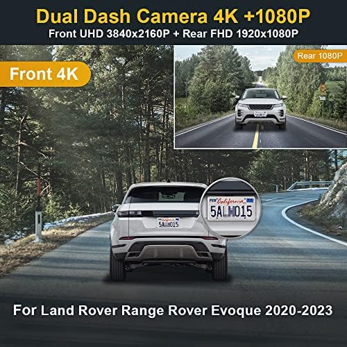 Fitcamx 4k Dupla Dash Cam Compatível com Land Rover Range Rover Evoque 2020 2021 2022 2023 L551,