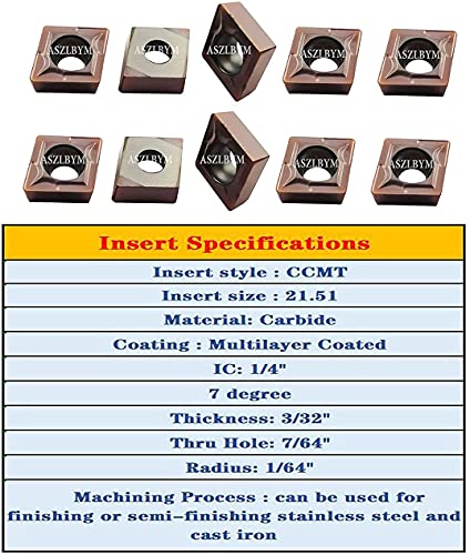 ASZLBYM 10PCS CCMT21.51 / CCMT060204 Turnoming de giro de carboneto para processamento de aço