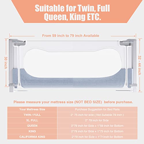 Zxyculture Upgrade Bed Rail para crianças pequenas, trilhos de cama de criança de 71 de 71, altura do leito de