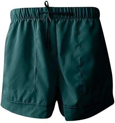 Fannyouth Women Shorts Casual Casual Cor da cintura elástica Pockets de cordão do verão Praia leve calça de lounge curta leve