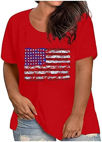 Tampas plus size para mulheres tops camisetas de bandeira americana