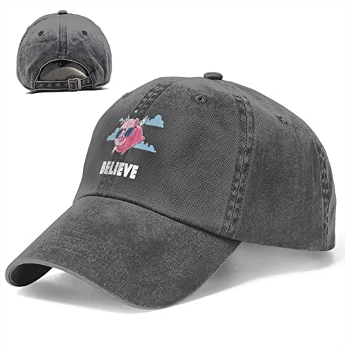 Capinho de beisebol de algodão I-Believe-When-Pigs-Fly Dad Hat chapéu de pólo ajustável estilo unissex estilo de cabeça preto