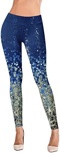 Leggings de treino sem costura de cintura alta Wocachi - Leggings de ioga estampadas florais femininas, calças de corrida de controle de barriga