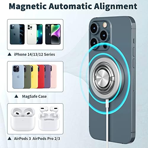 Carregador sem fio magnético com suporte de telefone ajustável com vários ângulos para iPhone 14/14 Pro/14 Plus/14 Pro Max/13/13 Pro/13 Pro Max/12 Pro Max, carregador de mag-safe for AirPods 3/2/pro