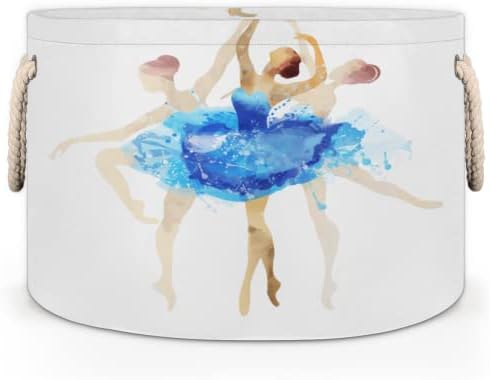 Bailarina dançando azuis grandes cestas redondas para cestas de lavanderia de armazenamento
